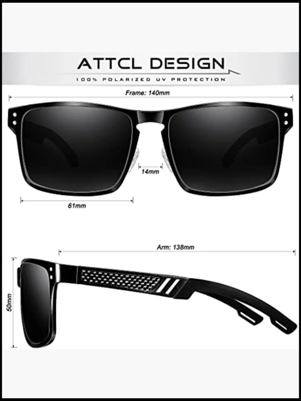 Classic Square AL-MG Metal Frame Polarized Sunglasses for Driving
